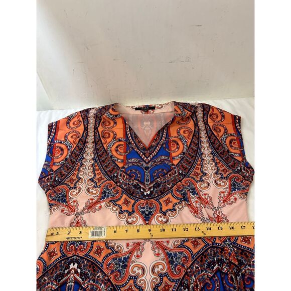 Alex Marie dress xl paisley print orange blue pink rn#58909 - Picture 7 of 10